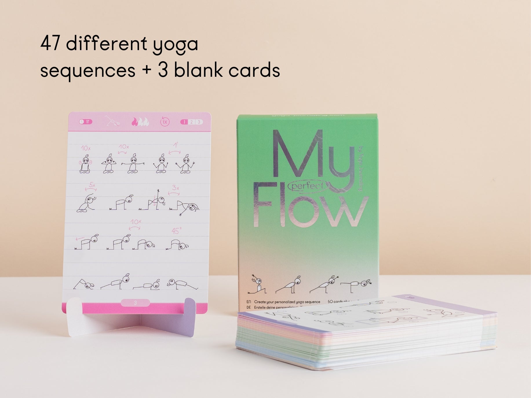 Unboxing My Perfect Flow yoga card deck—includes over 50 illustrated yoga flow cards and a practical card stand