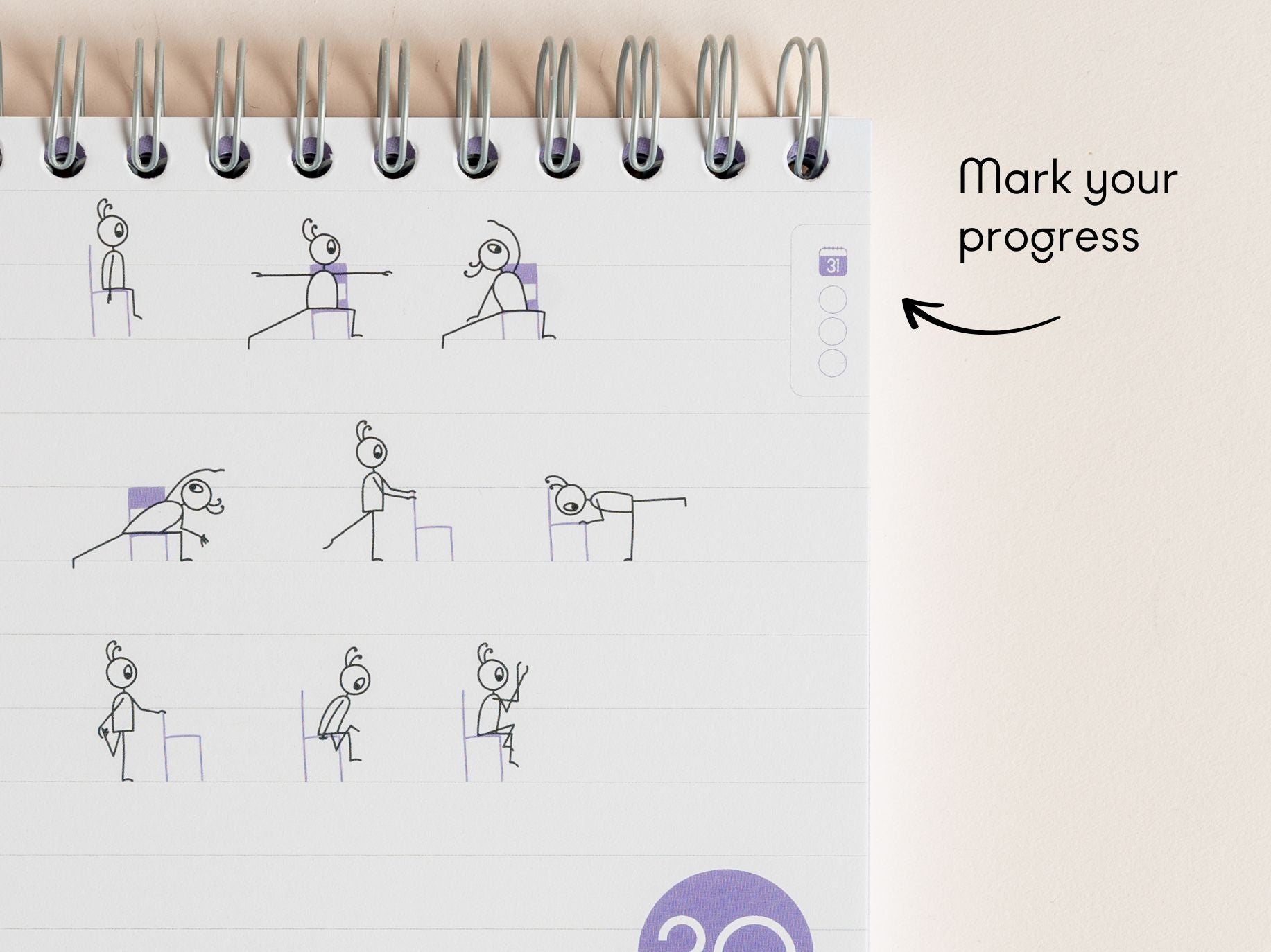 Start a peaceful yoga challenge at home with stick figure flows from the 30 Day Yoga Challenge

