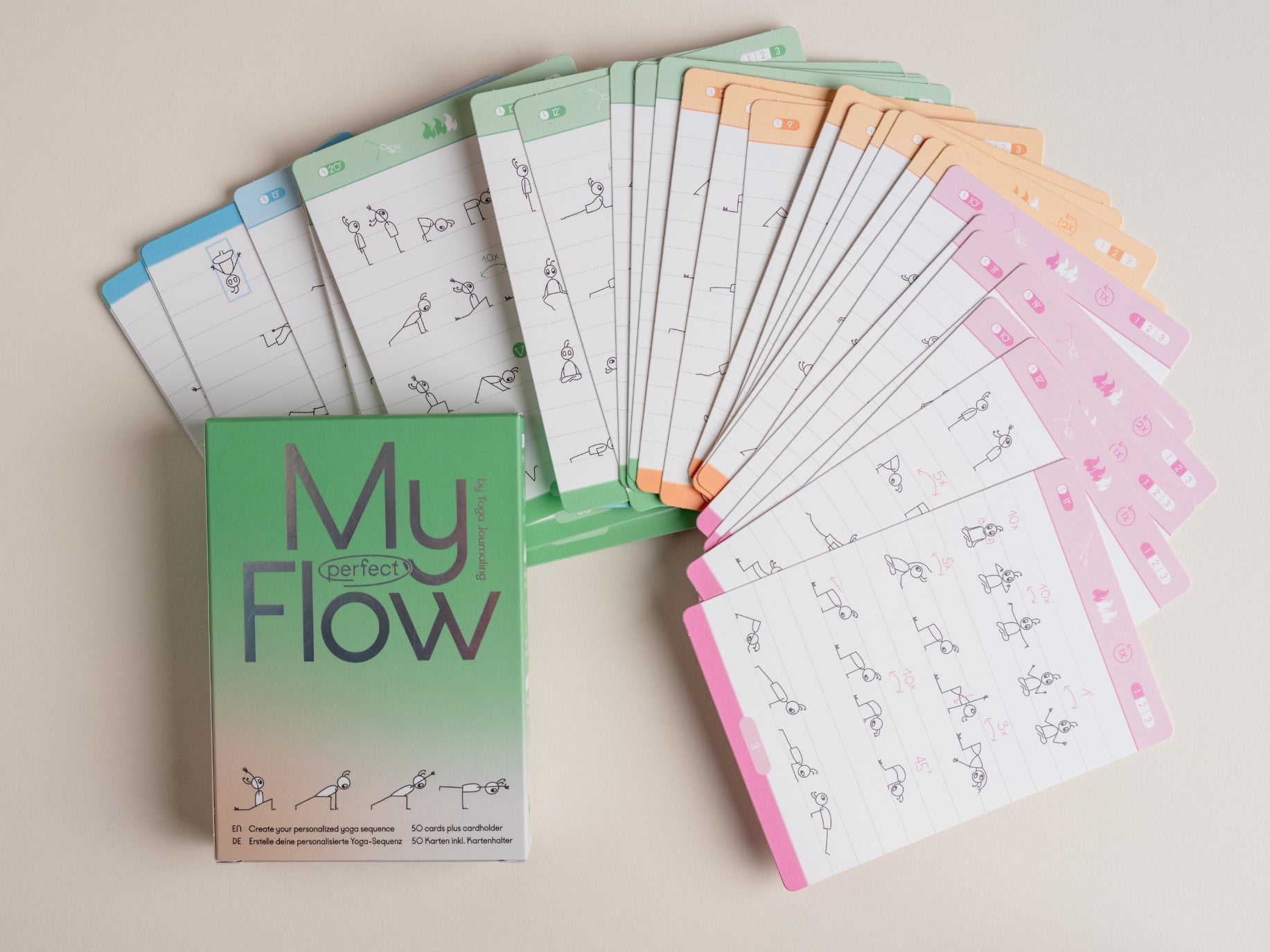 Yoga teacher using the My Perfect Flow yoga card deck to design a class – a must-have tool for creative sequencing